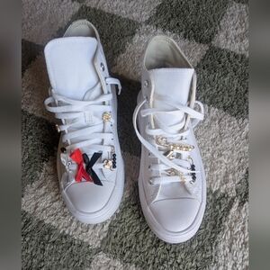 Converse High Tops Size 8. White Color W Charms.